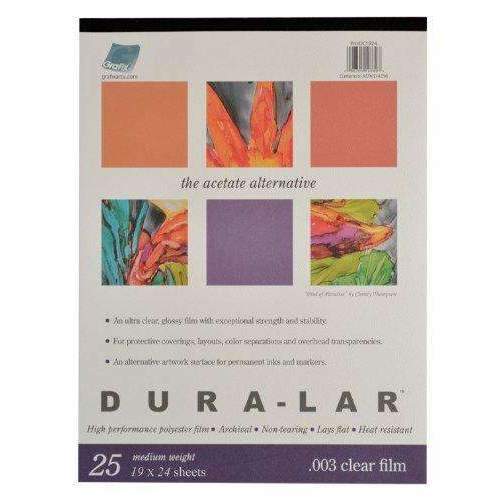 Dura-Lar 19" x 24" 25 Sheets Great for Stencils, .003 Clear Film Case of 1